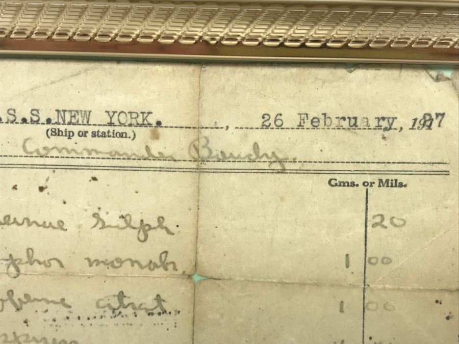 Vintage 1927 U.S.S. New York U.S Navy RX Doctor's Prescription For Commander Serving On Ship [Photo 5]