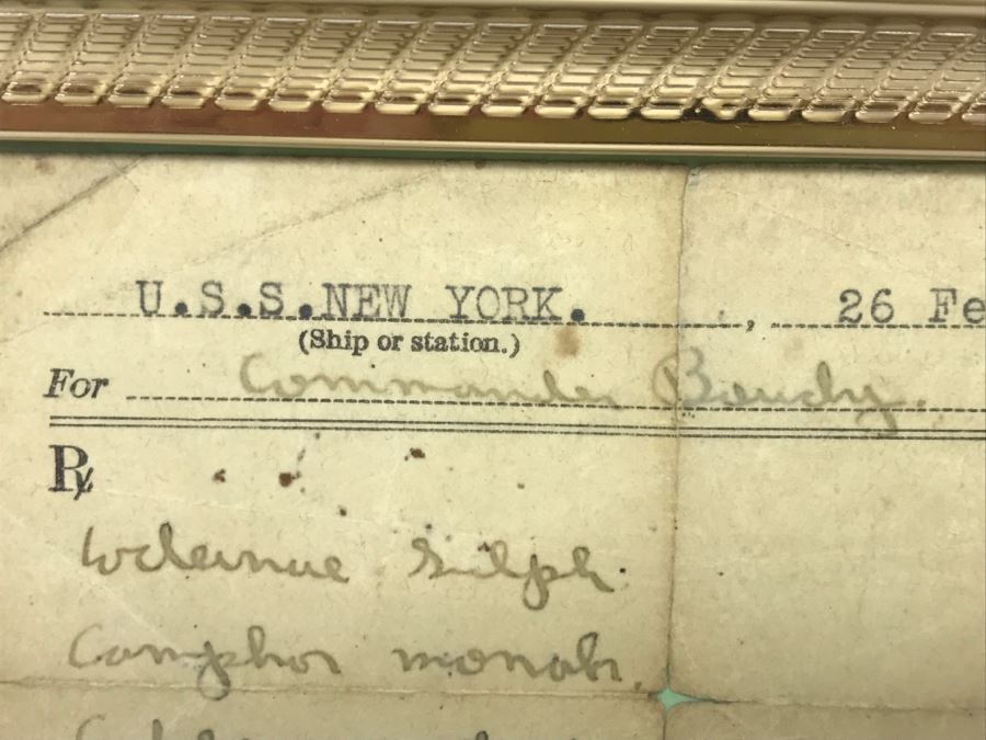 Vintage 1927 U.S.S. New York U.S Navy RX Doctor's Prescription For Commander Serving On Ship [Photo 4]