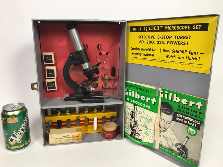 Vintage No. 11 Gilbert Microscope With Metal Case, Specimens And Manuals [Photo 5]