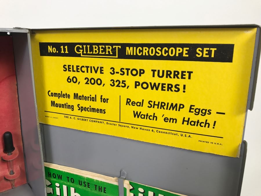 Vintage No. 11 Gilbert Microscope With Metal Case, Specimens And Manuals [Photo 7]