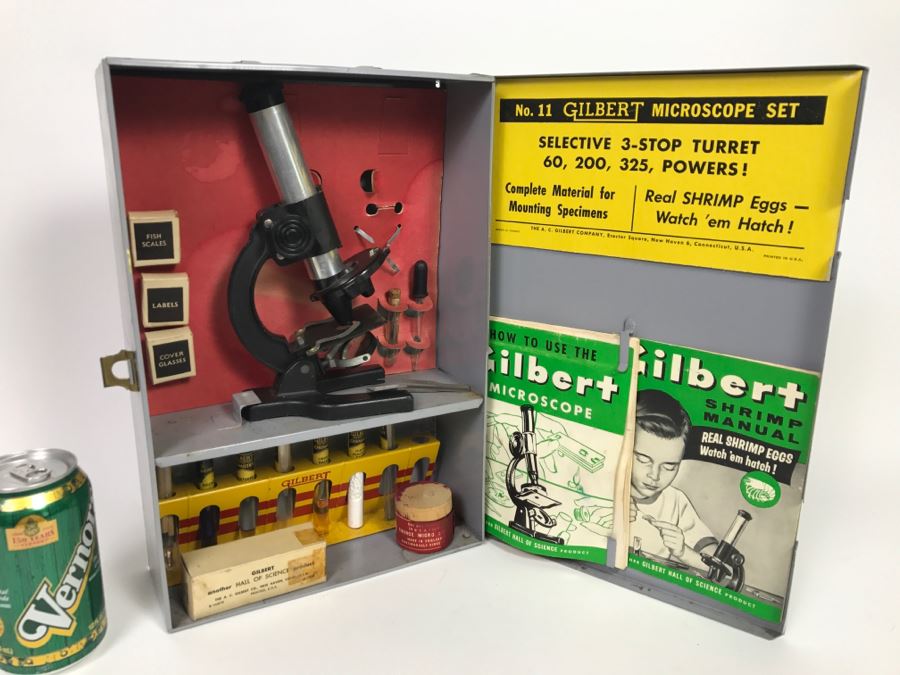 Vintage No. 11 Gilbert Microscope With Metal Case, Specimens And Manuals [Photo 6]