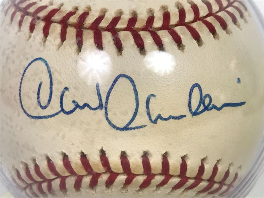 Signed MLB Baseball With Display Stand Chris Chambliss New York Yankees Oceanside HS Friend Of Client [Photo 3]