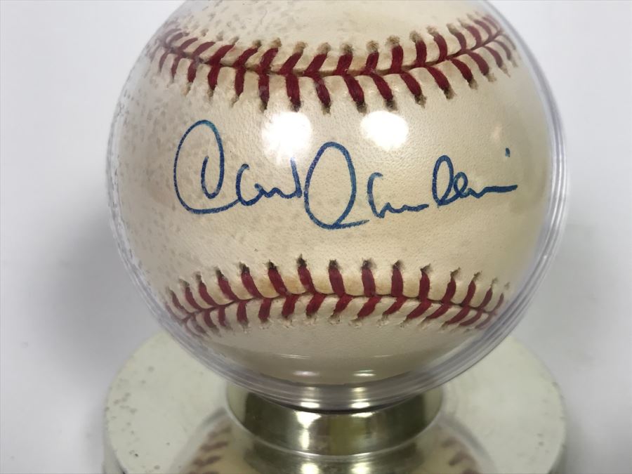Signed MLB Baseball With Display Stand Chris Chambliss New York Yankees Oceanside HS Friend Of Client [Photo 2]