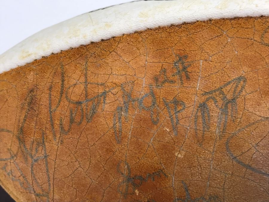Vintage 1980's SIGNED Chargers Football With Display Case Dan Fouts, Charlie Joiner, John Cappelletti See Checks On Player Rooster List For All Signatures - Note Leather Is Very Dry And Cracking Needs Treatment [Photo 49]