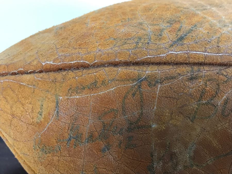 Vintage 1980's SIGNED Chargers Football With Display Case Dan Fouts, Charlie Joiner, John Cappelletti See Checks On Player Rooster List For All Signatures - Note Leather Is Very Dry And Cracking Needs Treatment [Photo 30]