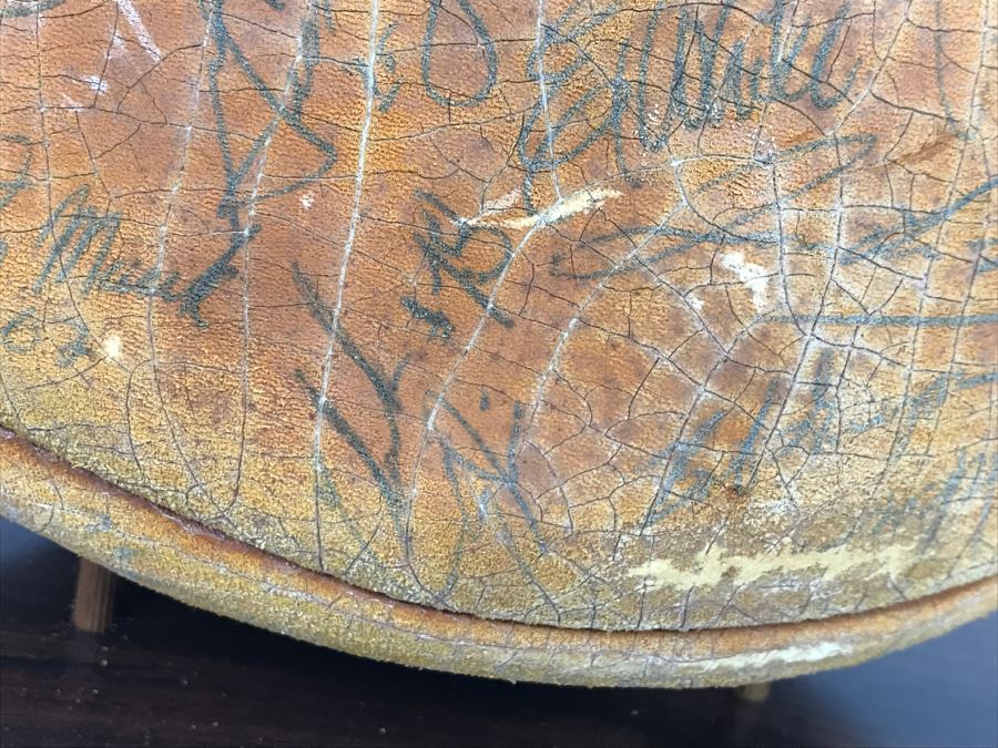 Vintage 1980's SIGNED Chargers Football With Display Case Dan Fouts, Charlie Joiner, John Cappelletti See Checks On Player Rooster List For All Signatures - Note Leather Is Very Dry And Cracking Needs Treatment [Photo 34]