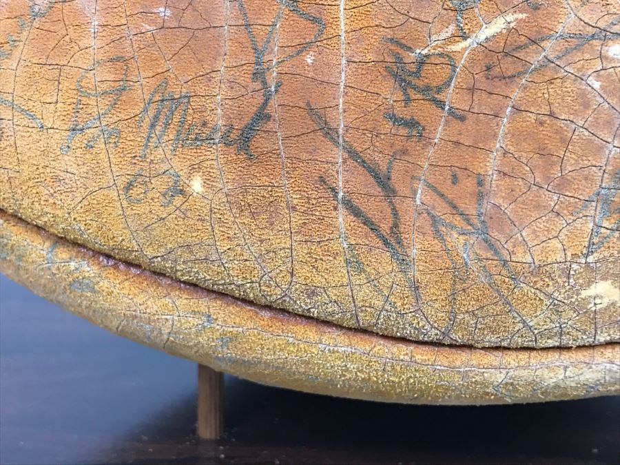 Vintage 1980's SIGNED Chargers Football With Display Case Dan Fouts, Charlie Joiner, John Cappelletti See Checks On Player Rooster List For All Signatures - Note Leather Is Very Dry And Cracking Needs Treatment [Photo 46]
