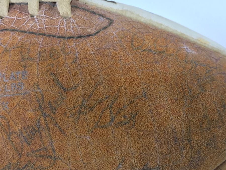 Vintage 1980's SIGNED Chargers Football With Display Case Dan Fouts, Charlie Joiner, John Cappelletti See Checks On Player Rooster List For All Signatures - Note Leather Is Very Dry And Cracking Needs Treatment [Photo 17]