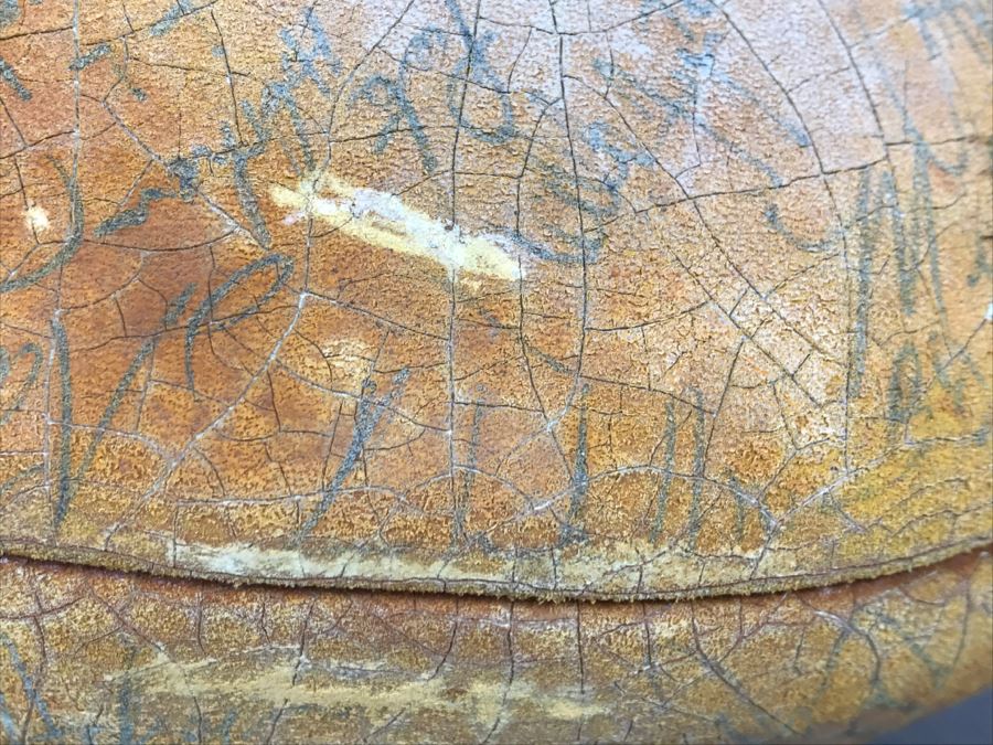 Vintage 1980's SIGNED Chargers Football With Display Case Dan Fouts, Charlie Joiner, John Cappelletti See Checks On Player Rooster List For All Signatures - Note Leather Is Very Dry And Cracking Needs Treatment [Photo 61]