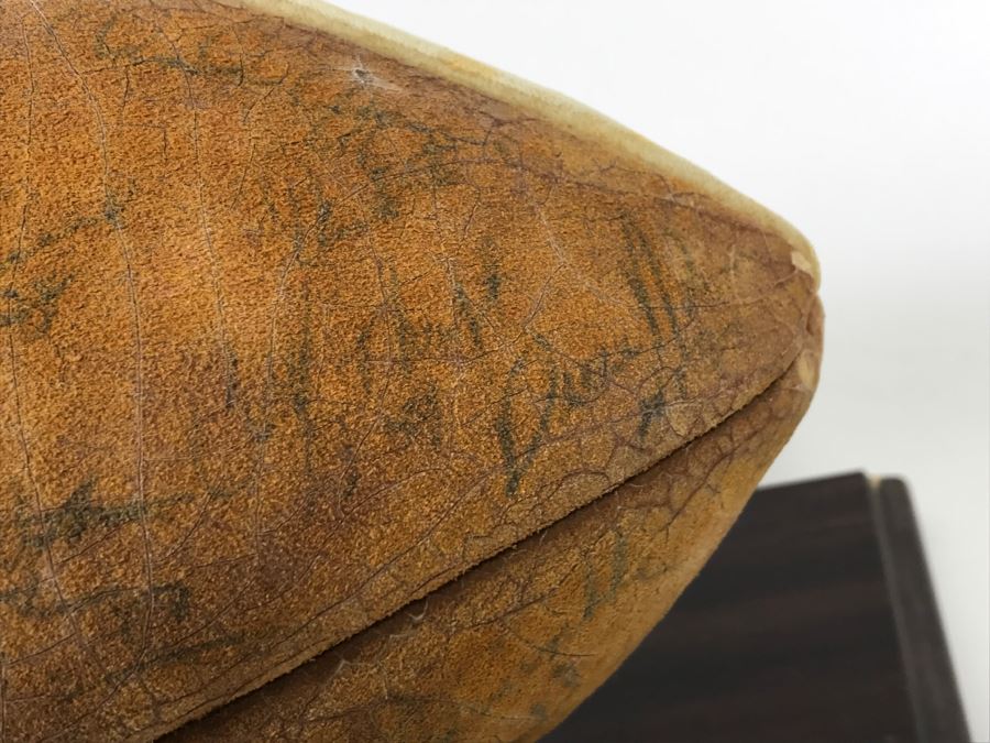 Vintage 1980's SIGNED Chargers Football With Display Case Dan Fouts, Charlie Joiner, John Cappelletti See Checks On Player Rooster List For All Signatures - Note Leather Is Very Dry And Cracking Needs Treatment [Photo 19]