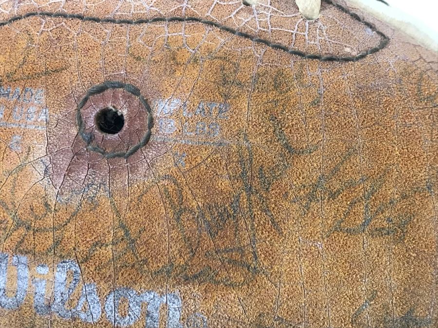 Vintage 1980's SIGNED Chargers Football With Display Case Dan Fouts, Charlie Joiner, John Cappelletti See Checks On Player Rooster List For All Signatures - Note Leather Is Very Dry And Cracking Needs Treatment [Photo 15]