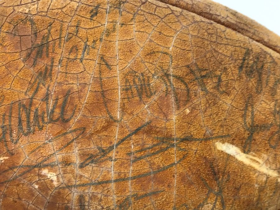 Vintage 1980's SIGNED Chargers Football With Display Case Dan Fouts, Charlie Joiner, John Cappelletti See Checks On Player Rooster List For All Signatures - Note Leather Is Very Dry And Cracking Needs Treatment [Photo 40]