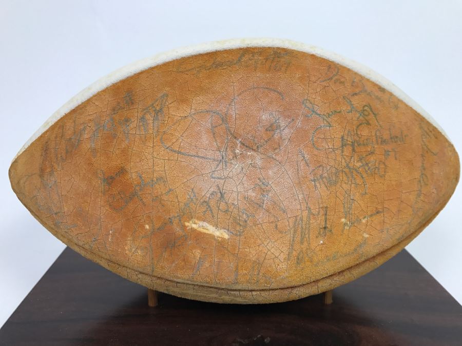 Vintage 1980's SIGNED Chargers Football With Display Case Dan Fouts, Charlie Joiner, John Cappelletti See Checks On Player Rooster List For All Signatures - Note Leather Is Very Dry And Cracking Needs Treatment [Photo 8]