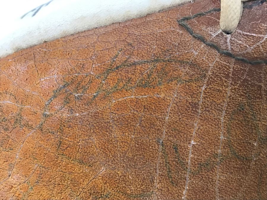 Vintage 1980's SIGNED Chargers Football With Display Case Dan Fouts, Charlie Joiner, John Cappelletti See Checks On Player Rooster List For All Signatures - Note Leather Is Very Dry And Cracking Needs Treatment [Photo 12]