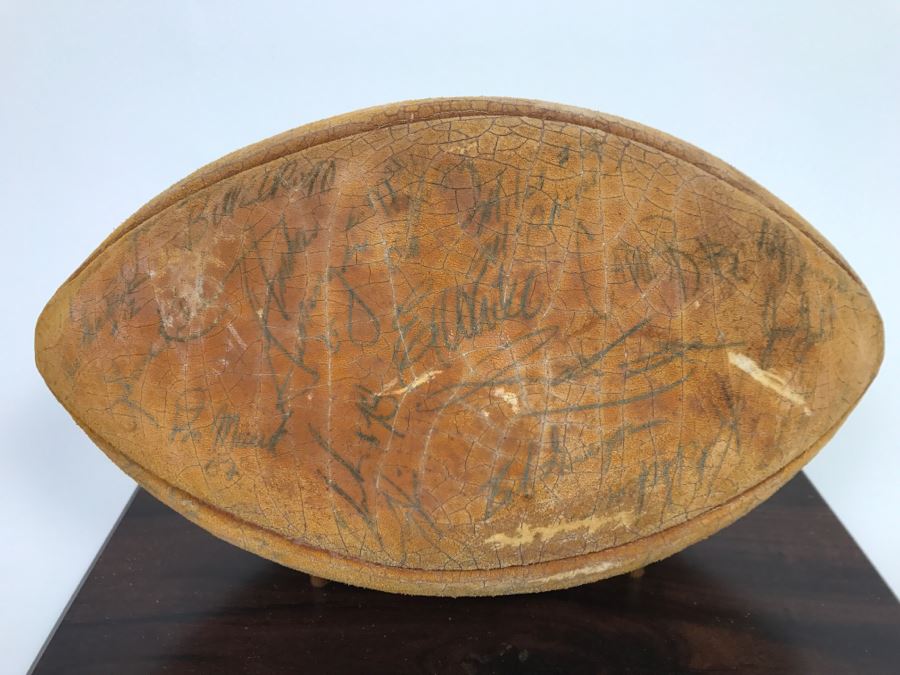 Vintage 1980's SIGNED Chargers Football With Display Case Dan Fouts, Charlie Joiner, John Cappelletti See Checks On Player Rooster List For All Signatures - Note Leather Is Very Dry And Cracking Needs Treatment [Photo 9]