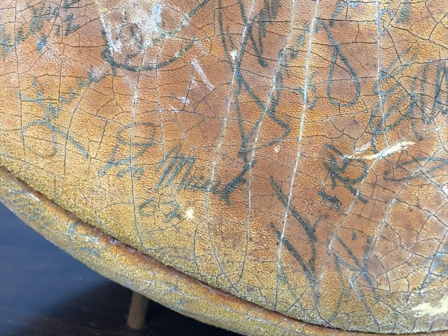 Vintage 1980's SIGNED Chargers Football With Display Case Dan Fouts, Charlie Joiner, John Cappelletti See Checks On Player Rooster List For All Signatures - Note Leather Is Very Dry And Cracking Needs Treatment [Photo 33]