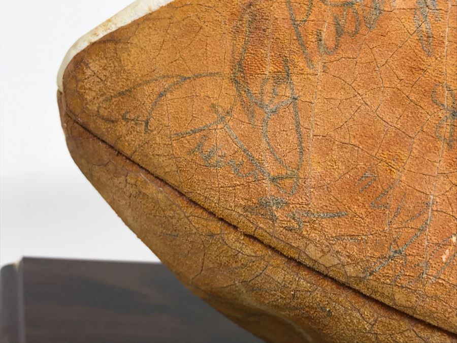Vintage 1980's SIGNED Chargers Football With Display Case Dan Fouts, Charlie Joiner, John Cappelletti See Checks On Player Rooster List For All Signatures - Note Leather Is Very Dry And Cracking Needs Treatment [Photo 47]