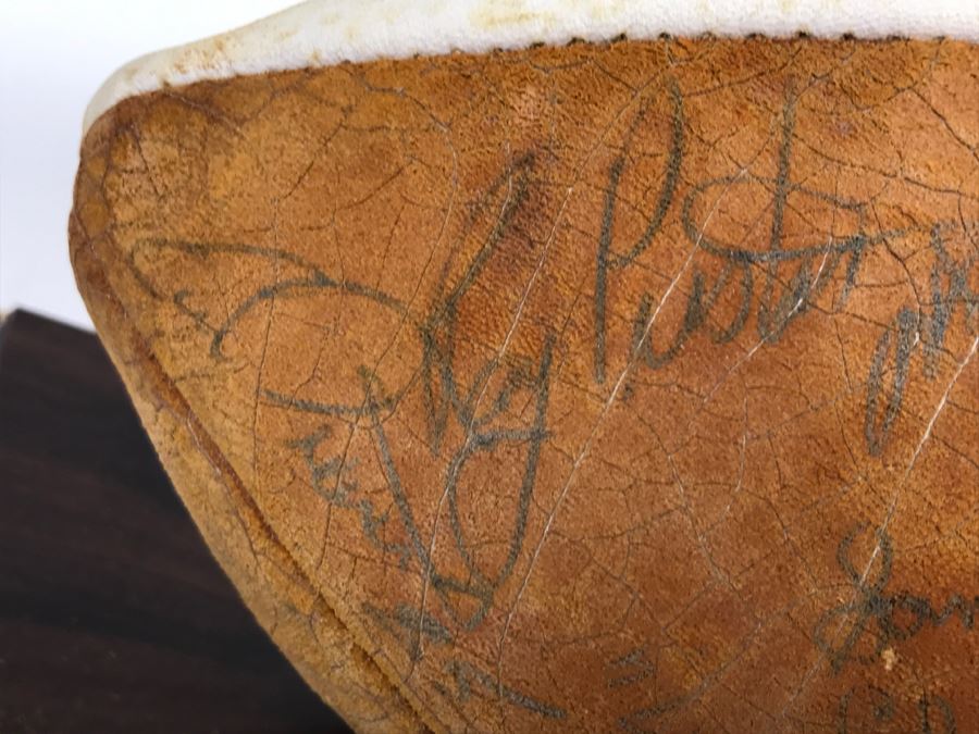 Vintage 1980's SIGNED Chargers Football With Display Case Dan Fouts, Charlie Joiner, John Cappelletti See Checks On Player Rooster List For All Signatures - Note Leather Is Very Dry And Cracking Needs Treatment [Photo 48]