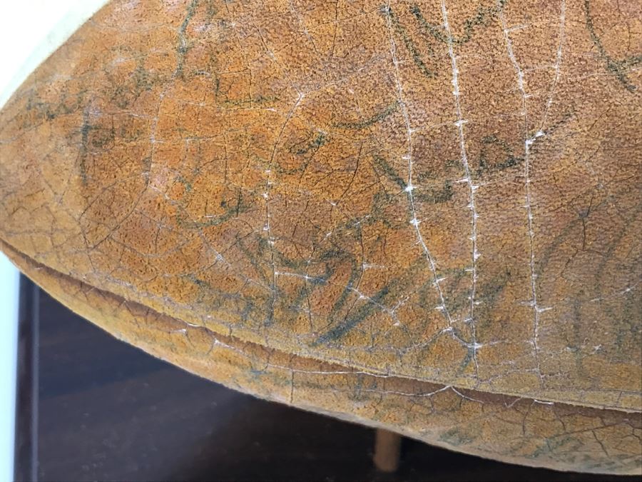 Vintage 1980's SIGNED Chargers Football With Display Case Dan Fouts, Charlie Joiner, John Cappelletti See Checks On Player Rooster List For All Signatures - Note Leather Is Very Dry And Cracking Needs Treatment [Photo 26]