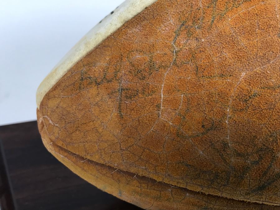 Vintage 1980's SIGNED Chargers Football With Display Case Dan Fouts, Charlie Joiner, John Cappelletti See Checks On Player Rooster List For All Signatures - Note Leather Is Very Dry And Cracking Needs Treatment [Photo 27]