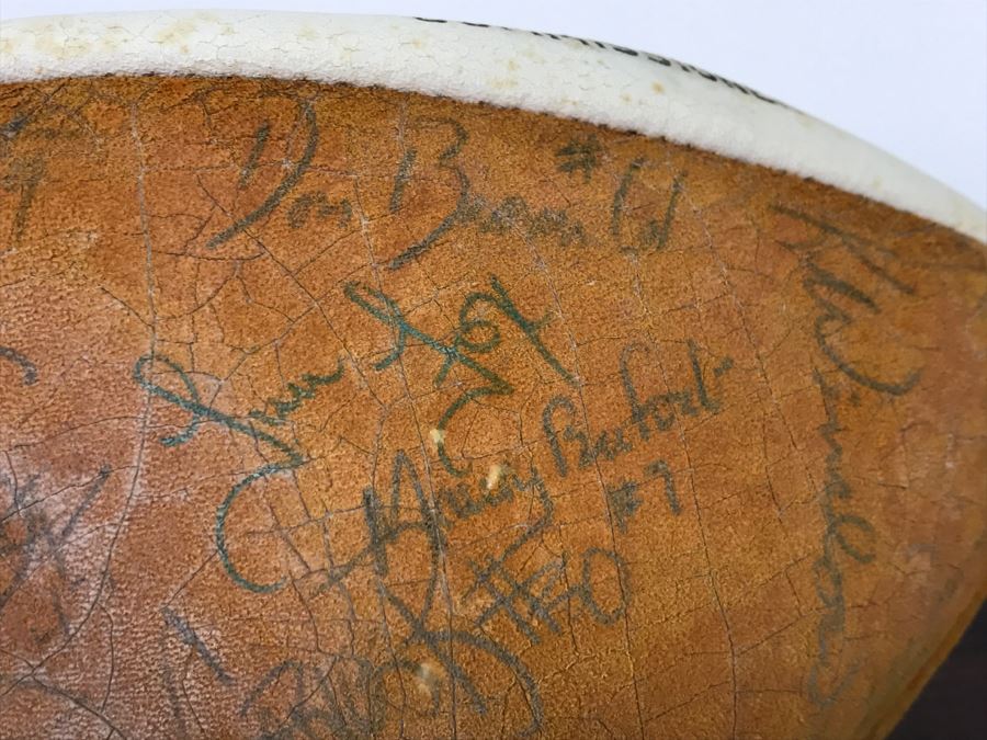 Vintage 1980's SIGNED Chargers Football With Display Case Dan Fouts, Charlie Joiner, John Cappelletti See Checks On Player Rooster List For All Signatures - Note Leather Is Very Dry And Cracking Needs Treatment [Photo 53]