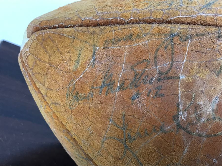 Vintage 1980's SIGNED Chargers Football With Display Case Dan Fouts, Charlie Joiner, John Cappelletti See Checks On Player Rooster List For All Signatures - Note Leather Is Very Dry And Cracking Needs Treatment [Photo 28]