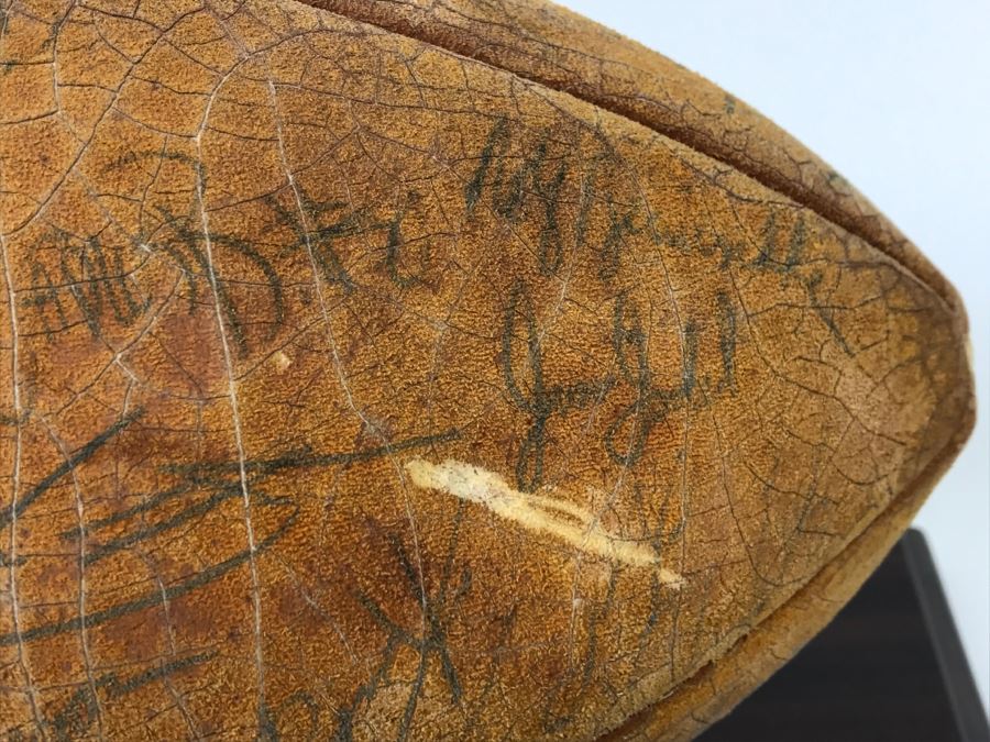 Vintage 1980's SIGNED Chargers Football With Display Case Dan Fouts, Charlie Joiner, John Cappelletti See Checks On Player Rooster List For All Signatures - Note Leather Is Very Dry And Cracking Needs Treatment [Photo 39]