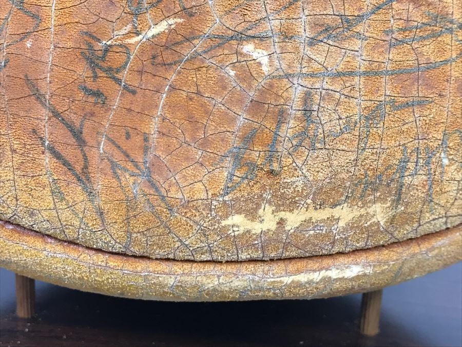 Vintage 1980's SIGNED Chargers Football With Display Case Dan Fouts, Charlie Joiner, John Cappelletti See Checks On Player Rooster List For All Signatures - Note Leather Is Very Dry And Cracking Needs Treatment [Photo 41]