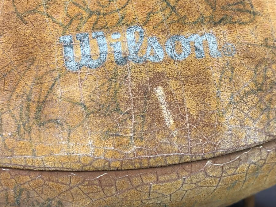 Vintage 1980's SIGNED Chargers Football With Display Case Dan Fouts, Charlie Joiner, John Cappelletti See Checks On Player Rooster List For All Signatures - Note Leather Is Very Dry And Cracking Needs Treatment [Photo 22]