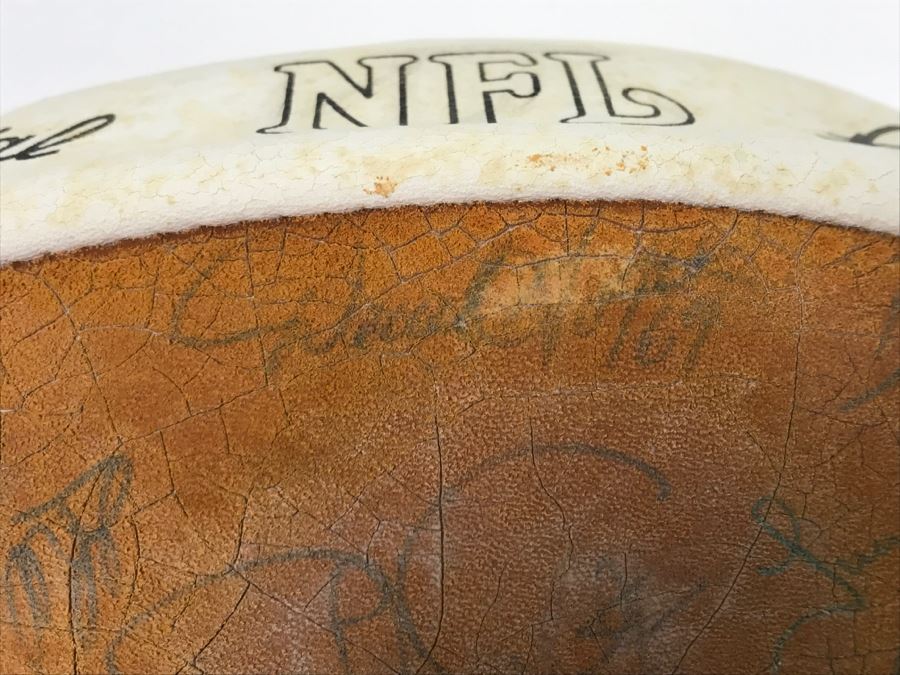 Vintage 1980's SIGNED Chargers Football With Display Case Dan Fouts, Charlie Joiner, John Cappelletti See Checks On Player Rooster List For All Signatures - Note Leather Is Very Dry And Cracking Needs Treatment [Photo 44]