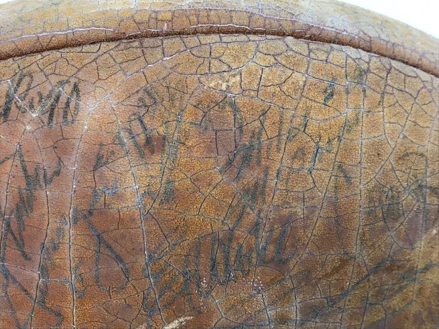 Vintage 1980's SIGNED Chargers Football With Display Case Dan Fouts, Charlie Joiner, John Cappelletti See Checks On Player Rooster List For All Signatures - Note Leather Is Very Dry And Cracking Needs Treatment [Photo 36]