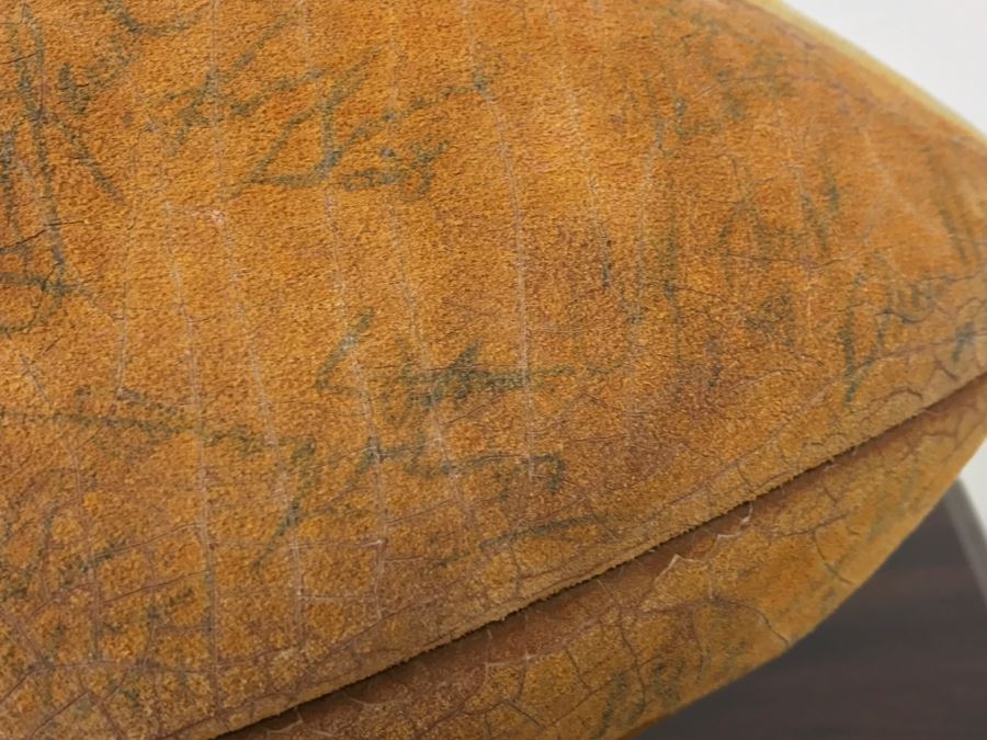Vintage 1980's SIGNED Chargers Football With Display Case Dan Fouts, Charlie Joiner, John Cappelletti See Checks On Player Rooster List For All Signatures - Note Leather Is Very Dry And Cracking Needs Treatment [Photo 20]