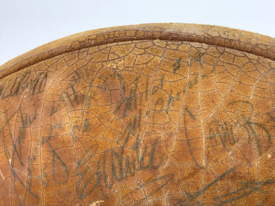Vintage 1980's SIGNED Chargers Football With Display Case Dan Fouts, Charlie Joiner, John Cappelletti See Checks On Player Rooster List For All Signatures - Note Leather Is Very Dry And Cracking Needs Treatment [Photo 35]