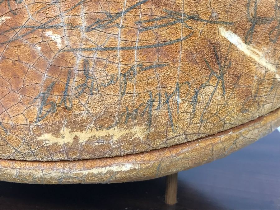 Vintage 1980's SIGNED Chargers Football With Display Case Dan Fouts, Charlie Joiner, John Cappelletti See Checks On Player Rooster List For All Signatures - Note Leather Is Very Dry And Cracking Needs Treatment [Photo 42]