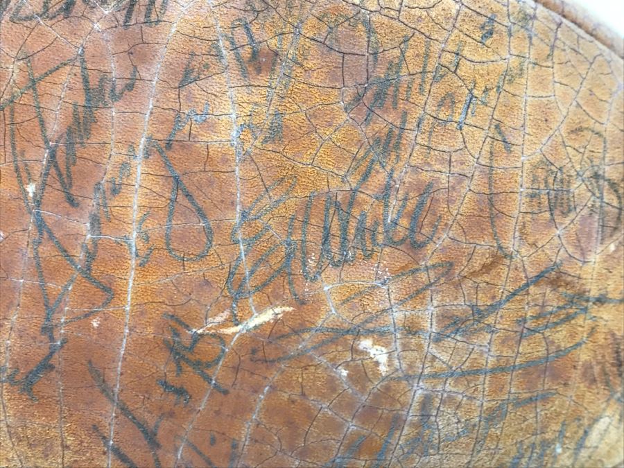 Vintage 1980's SIGNED Chargers Football With Display Case Dan Fouts, Charlie Joiner, John Cappelletti See Checks On Player Rooster List For All Signatures - Note Leather Is Very Dry And Cracking Needs Treatment [Photo 37]