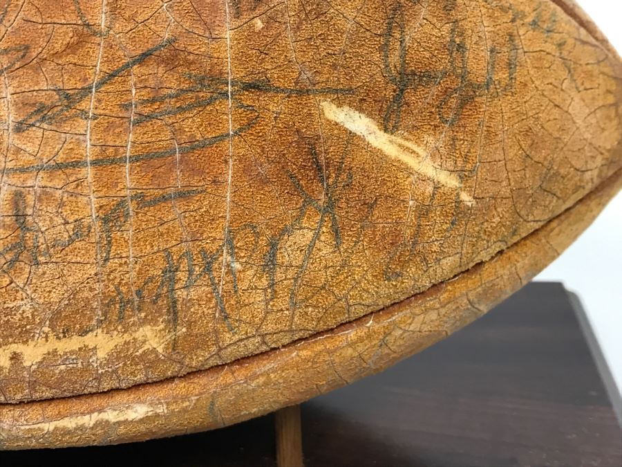 Vintage 1980's SIGNED Chargers Football With Display Case Dan Fouts, Charlie Joiner, John Cappelletti See Checks On Player Rooster List For All Signatures - Note Leather Is Very Dry And Cracking Needs Treatment [Photo 43]