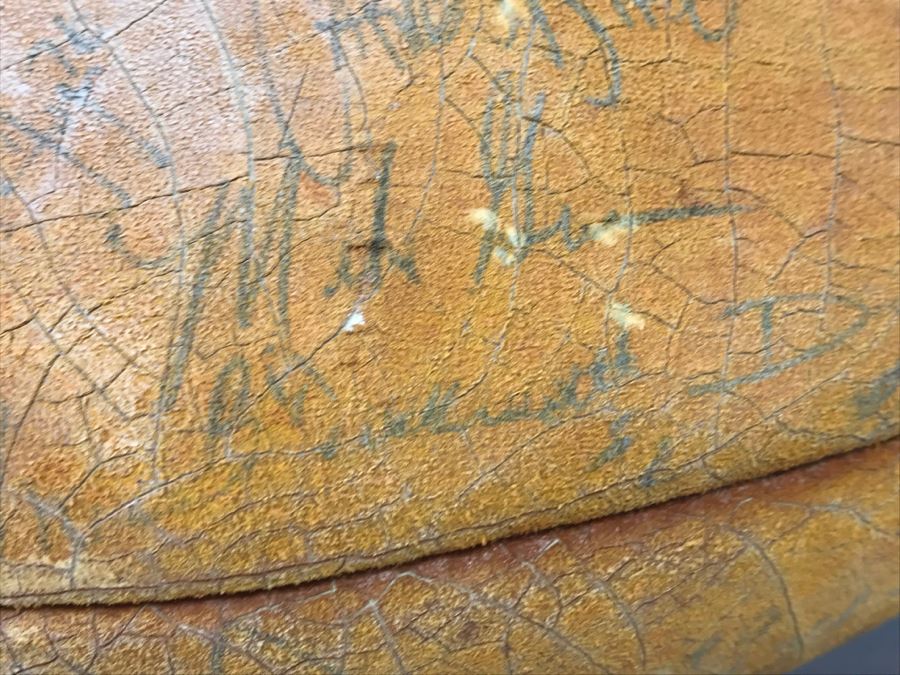 Vintage 1980's SIGNED Chargers Football With Display Case Dan Fouts, Charlie Joiner, John Cappelletti See Checks On Player Rooster List For All Signatures - Note Leather Is Very Dry And Cracking Needs Treatment [Photo 56]