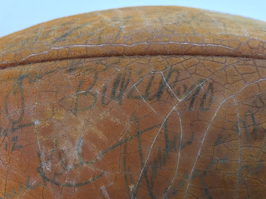 Vintage 1980's SIGNED Chargers Football With Display Case Dan Fouts, Charlie Joiner, John Cappelletti See Checks On Player Rooster List For All Signatures - Note Leather Is Very Dry And Cracking Needs Treatment [Photo 31]