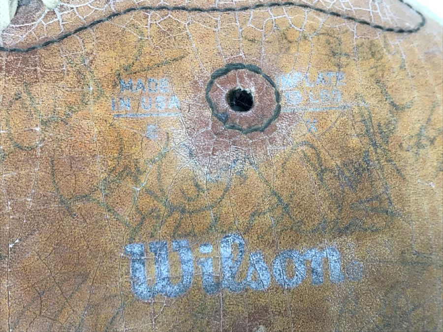 Vintage 1980's SIGNED Chargers Football With Display Case Dan Fouts, Charlie Joiner, John Cappelletti See Checks On Player Rooster List For All Signatures - Note Leather Is Very Dry And Cracking Needs Treatment [Photo 14]