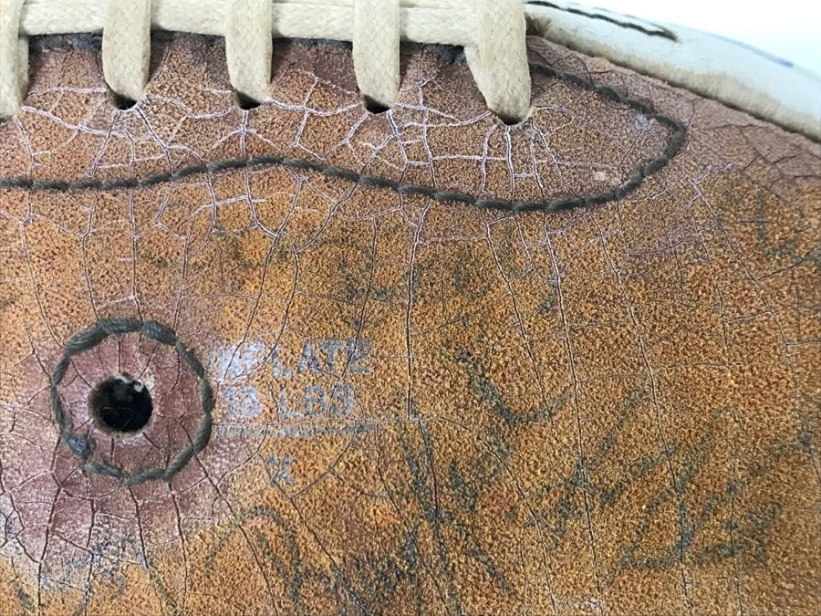 Vintage 1980's SIGNED Chargers Football With Display Case Dan Fouts, Charlie Joiner, John Cappelletti See Checks On Player Rooster List For All Signatures - Note Leather Is Very Dry And Cracking Needs Treatment [Photo 16]