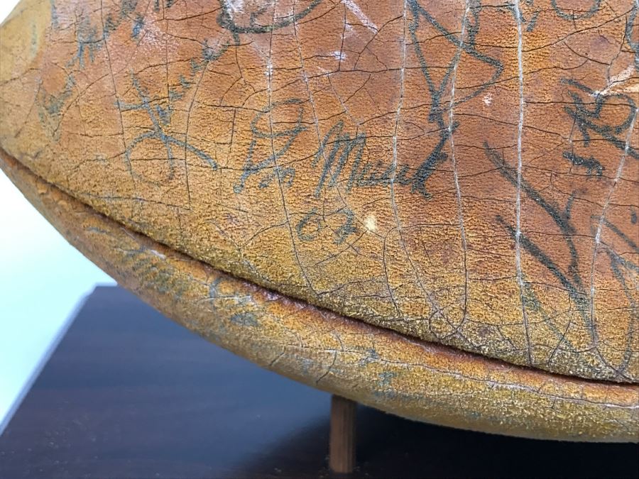 Vintage 1980's SIGNED Chargers Football With Display Case Dan Fouts, Charlie Joiner, John Cappelletti See Checks On Player Rooster List For All Signatures - Note Leather Is Very Dry And Cracking Needs Treatment [Photo 45]