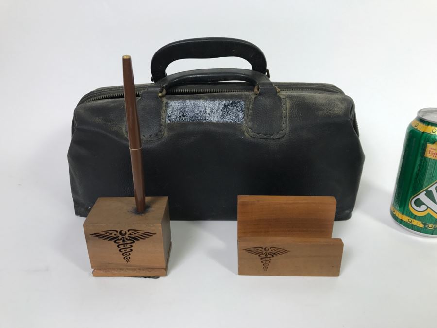 Black Leather Medical Bag With Military Medical Desk Set [Photo 5]