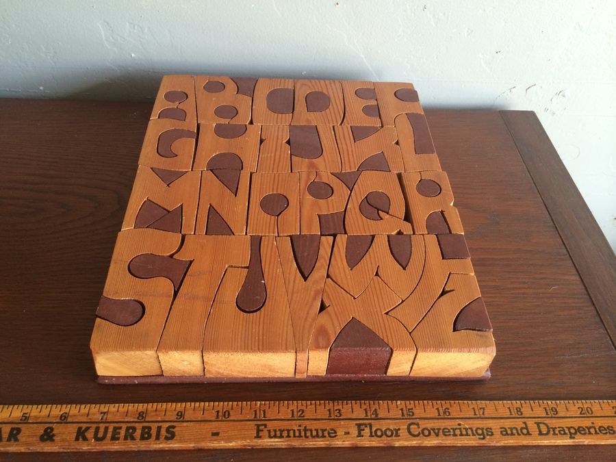 Wooden Hand-Carved Alphabet Retro 70s Puzzle [Photo 3]