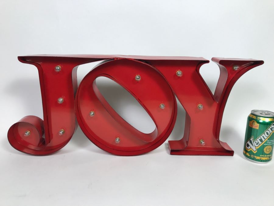 Metal JOY Lighted Sign Aaron Brothers Marquees 24.75' Battery Powered [Photo 3]