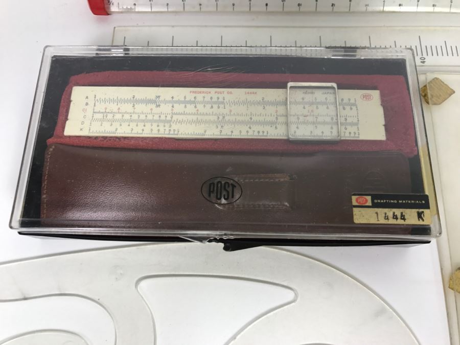 Vintage Drafting Supplies Including POST 1444K And Frederick Post 1452W Slide Rules [Photo 2]