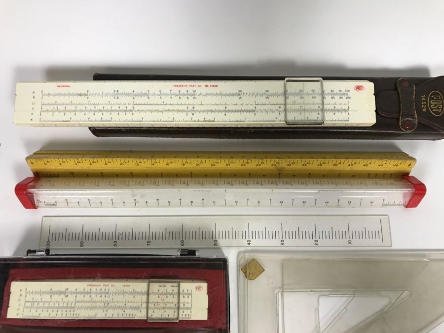 Vintage Drafting Supplies Including POST 1444K And Frederick Post 1452W Slide Rules [Photo 8]