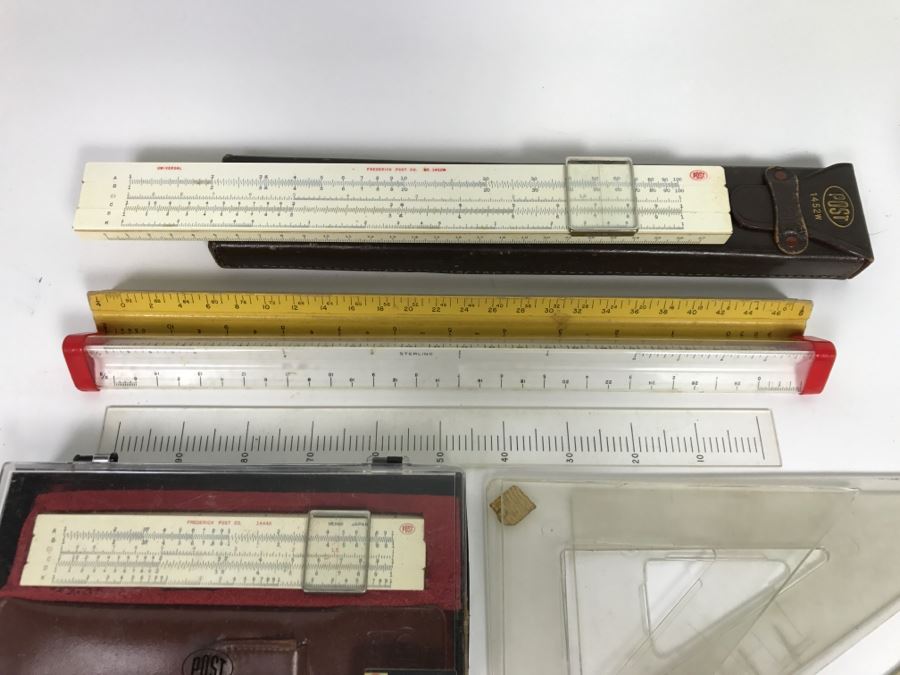 Vintage Drafting Supplies Including POST 1444K And Frederick Post 1452W Slide Rules [Photo 5]