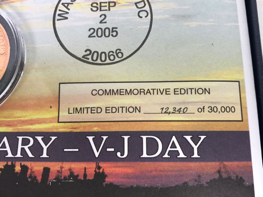 WWII 60th Anniversary V-J Day Commemorative Cover Morgan Mint Stamps And 1943 Lincoln Steel Penny Limited Edition 12,340 Of 30,000 [Photo 12]