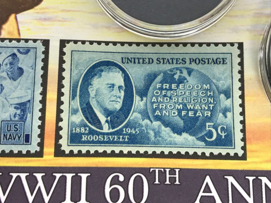 WWII 60th Anniversary V-J Day Commemorative Cover Morgan Mint Stamps And 1943 Lincoln Steel Penny Limited Edition 12,340 Of 30,000 [Photo 8]