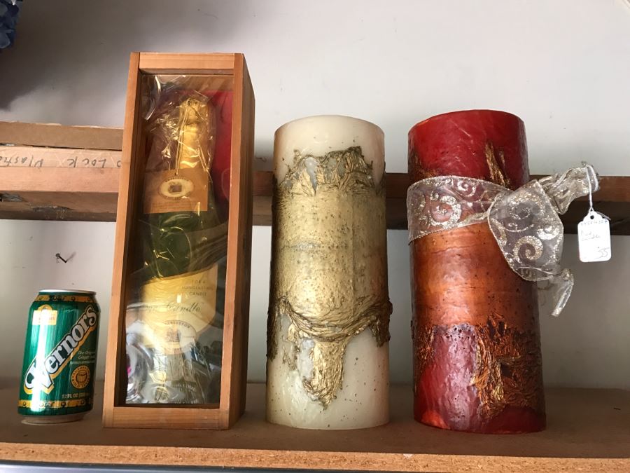 Set Of (3) Designer Candles Including Champagne Candle From Charleston Soap And Candle Co [Photo 2]